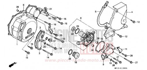 LEFT CRANKCASE COVER - WATER PUMP - REAR COVER XRV750N de 1992